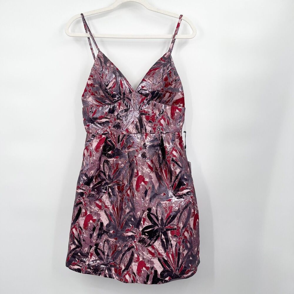 Laundry by Shelli Segal Jacquard‎ Fit & Flare Dress Size 4 Red Metallic NWT